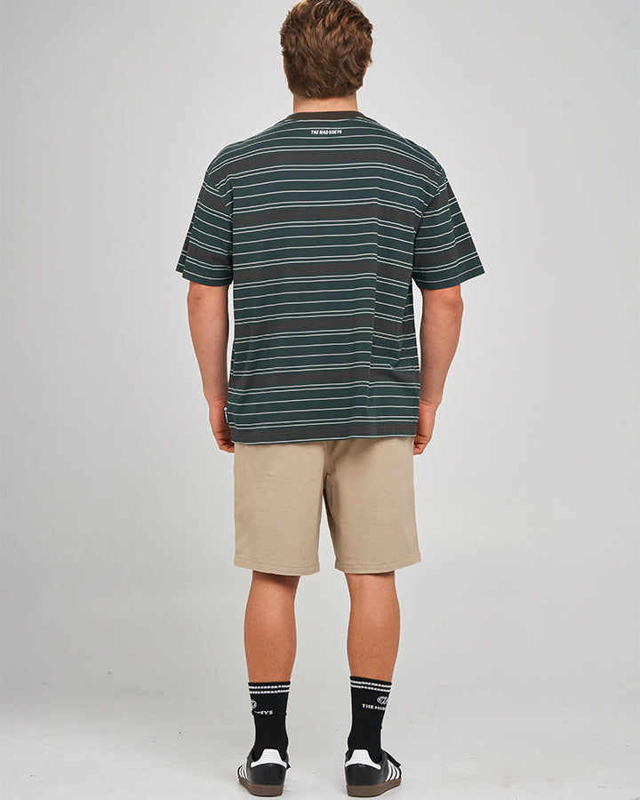 PARALLEL STRIPE HUEYS | OVERSIZED SS TEE - PINE GREEN