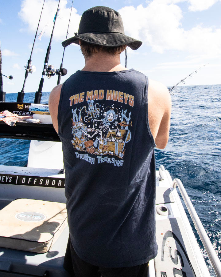 The Mad Hueys Drunken Treasure Tank in Navy