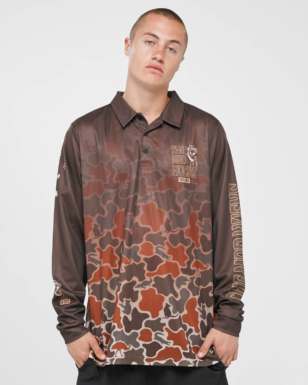 The Mad Hueys Loving Every Ute UPF 50+ Fishing Jersey in Walnut, alternate view 2