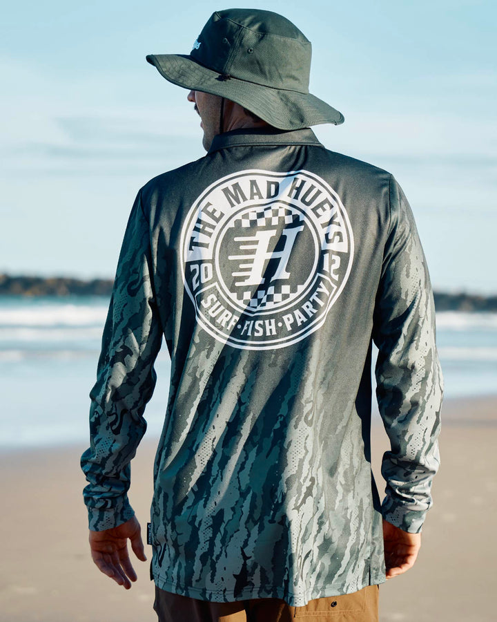 CHECKER HUEYS | UPF 50+ FISHING JERSEY - PINE GREEN