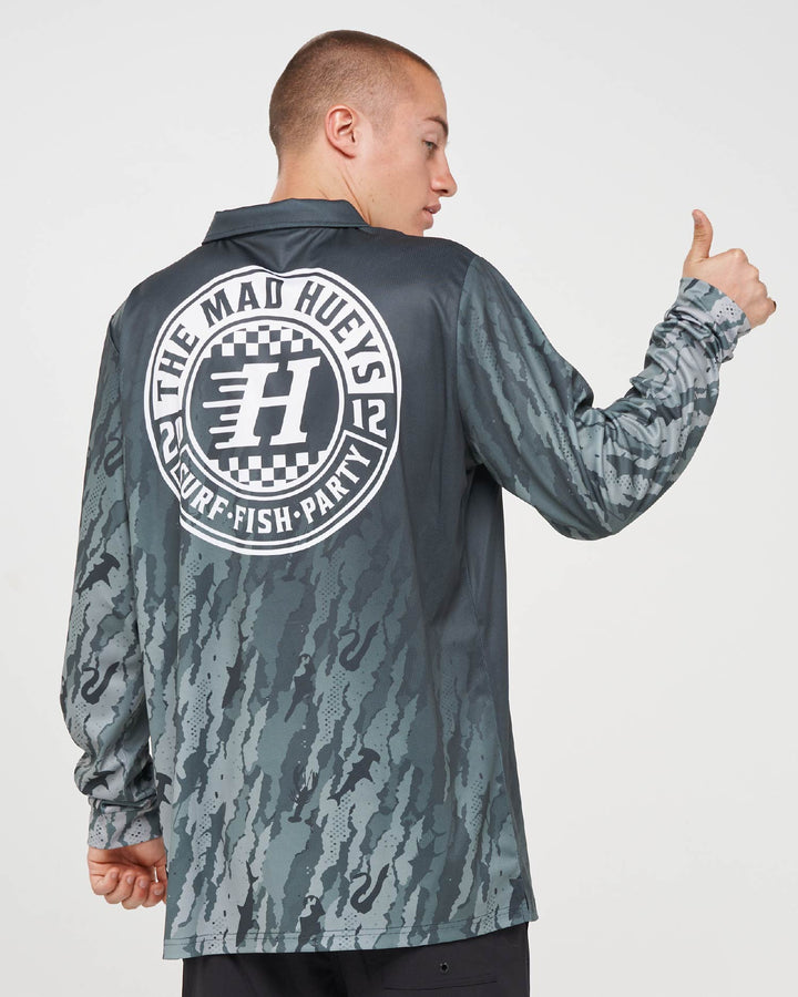 CHECKER HUEYS | UPF 50+ FISHING JERSEY - PINE GREEN