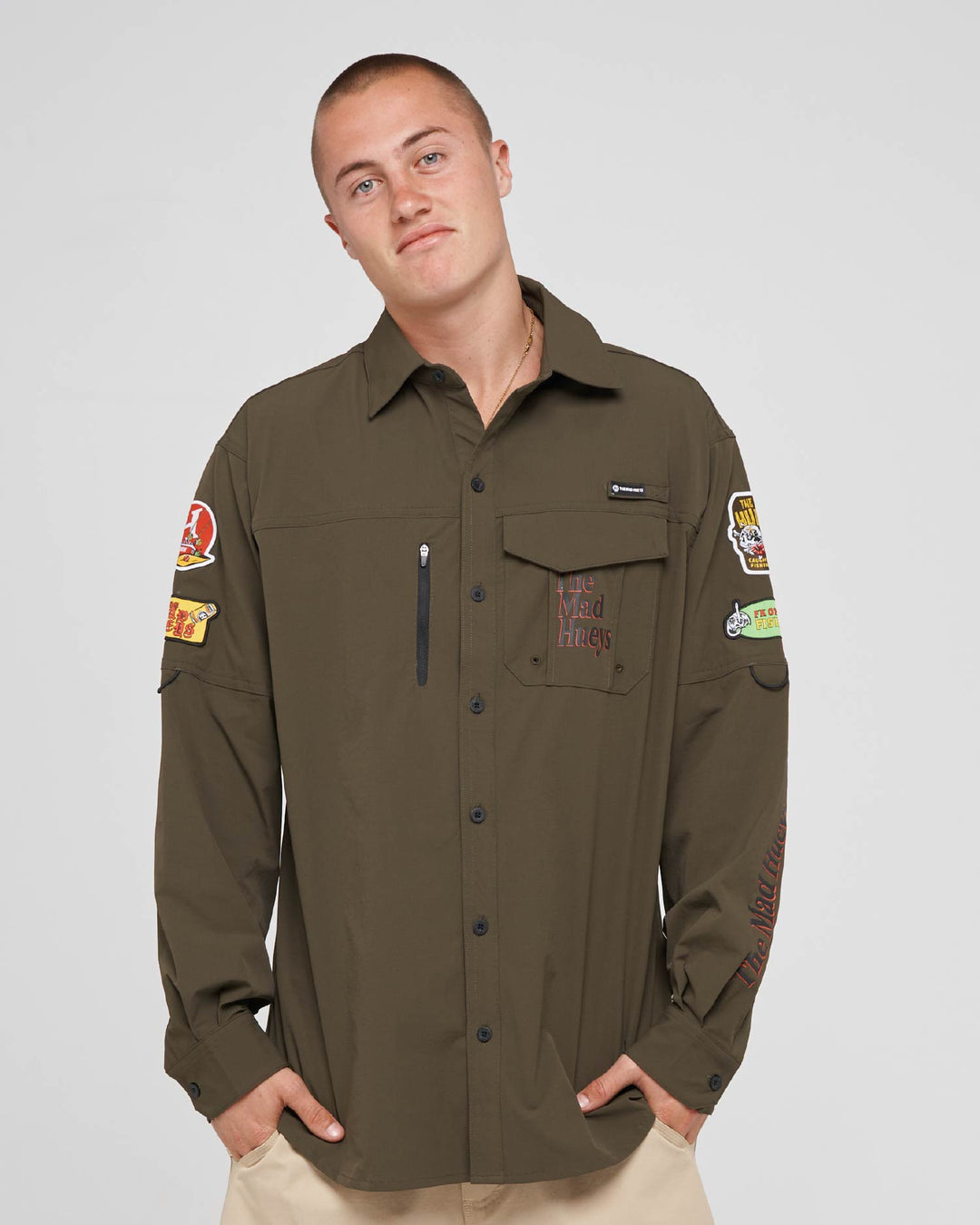 PRO HUEYS | UPF 50+ FISHING SHIRT - OLIVE