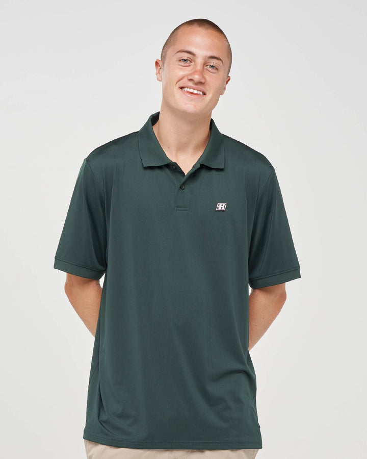 PARALLEL HUEYS | ACTIVE SS POLO  - PINE GREEN