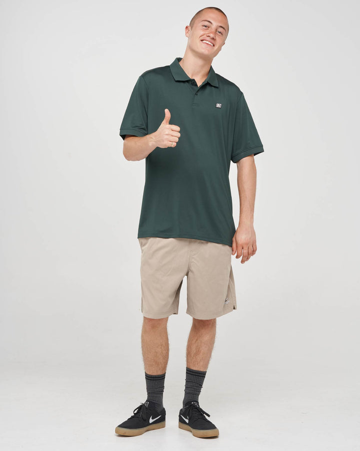 PARALLEL HUEYS | ACTIVE SS POLO  - PINE GREEN