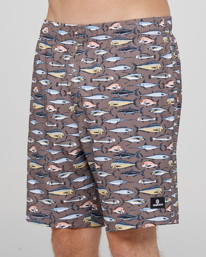 PRO HUEYS | 18" SWIM VOLLEY SHORT - TAUPE