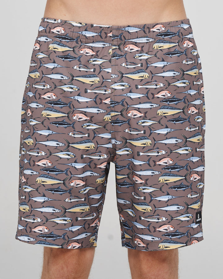 PRO HUEYS | 18" SWIM VOLLEY SHORT - TAUPE