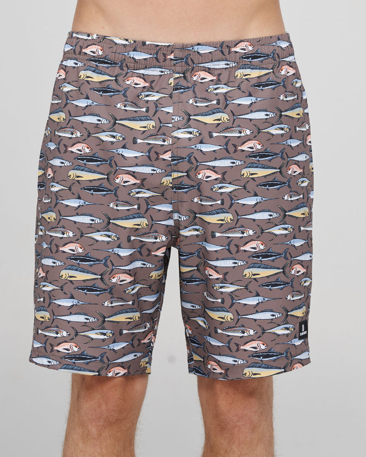 PRO HUEYS | 18" SWIM VOLLEY SHORT - TAUPE