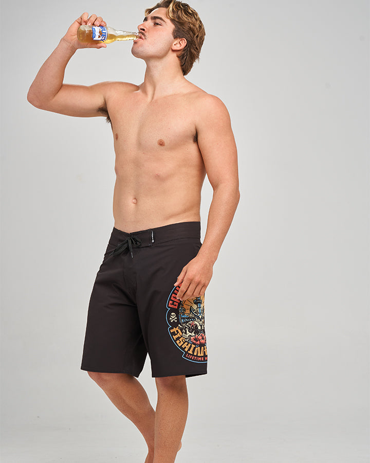CAUGHT FK SKULL | 20" BOARDSHORT - BLACK