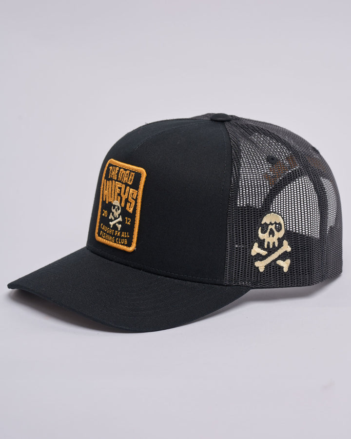 CAUGHT FK SKULL | TWILL TRUCKER - BLACK