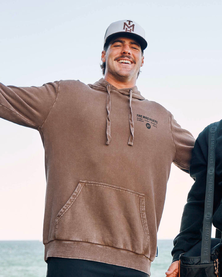HUEYS LETTER | HOODED PULLOVER - WALNUT WASHED