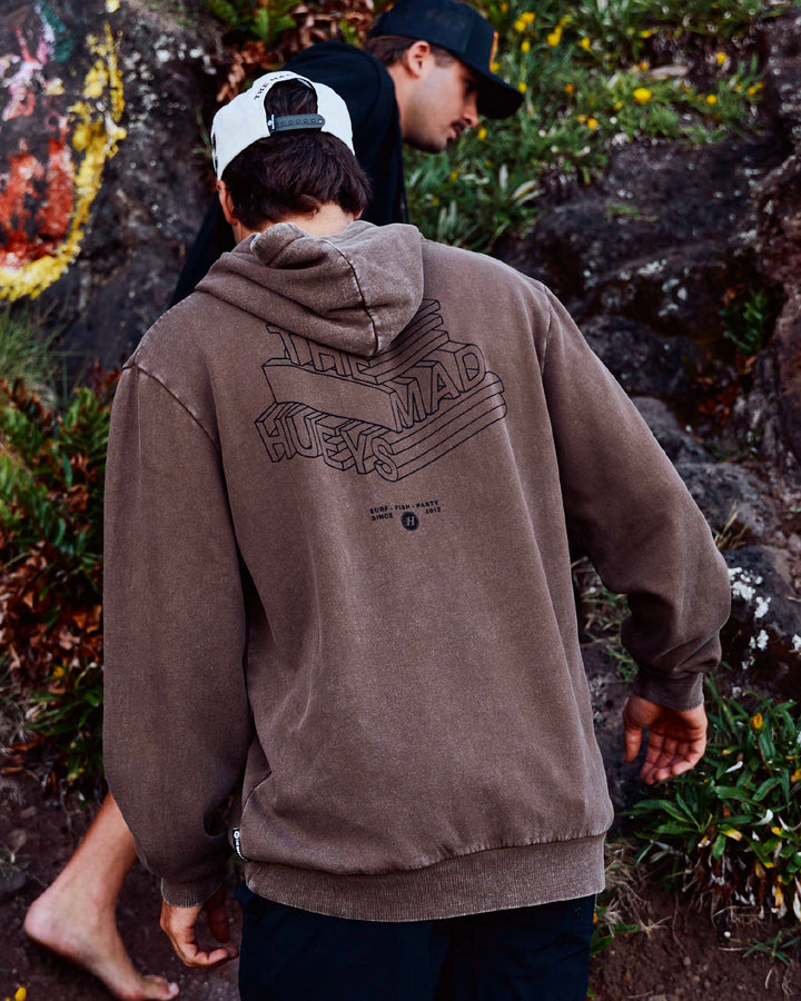 HUEYS LETTER | HOODED PULLOVER - WALNUT WASHED