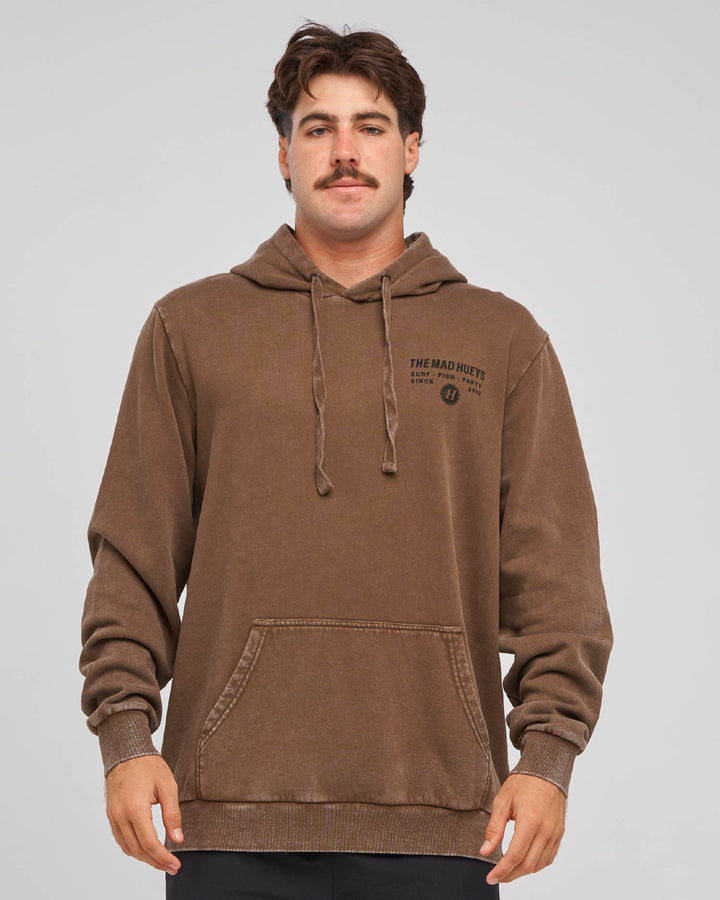 HUEYS LETTER | HOODED PULLOVER - WALNUT WASHED