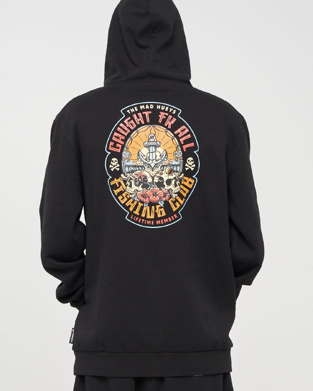CAUGHT FK SKULL | HOODED PULLOVER - BLACK