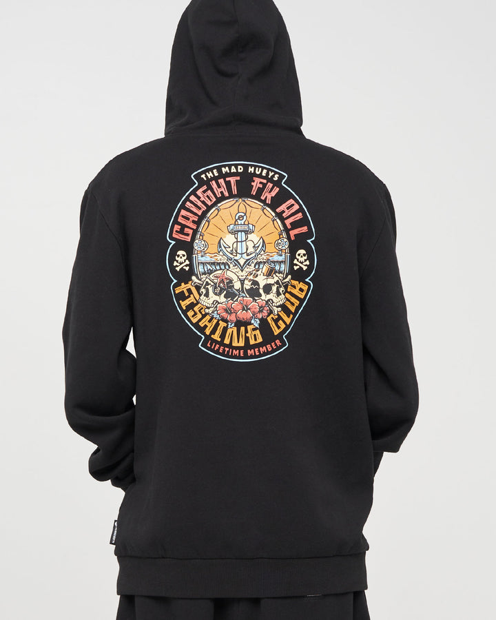 CAUGHT FK SKULL | HOODED PULLOVER - BLACK