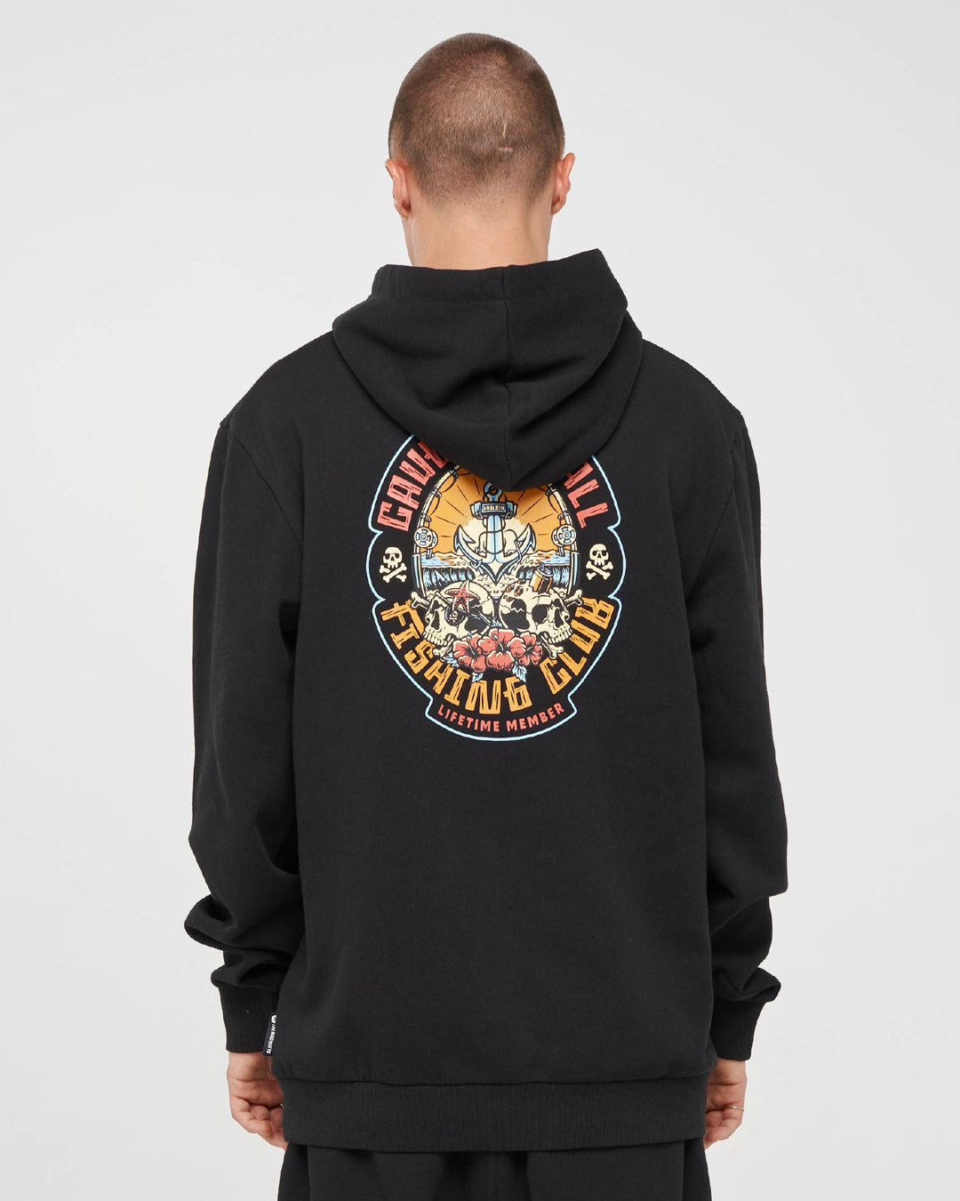 CAUGHT FK SKULL | HOODED PULLOVER - BLACK