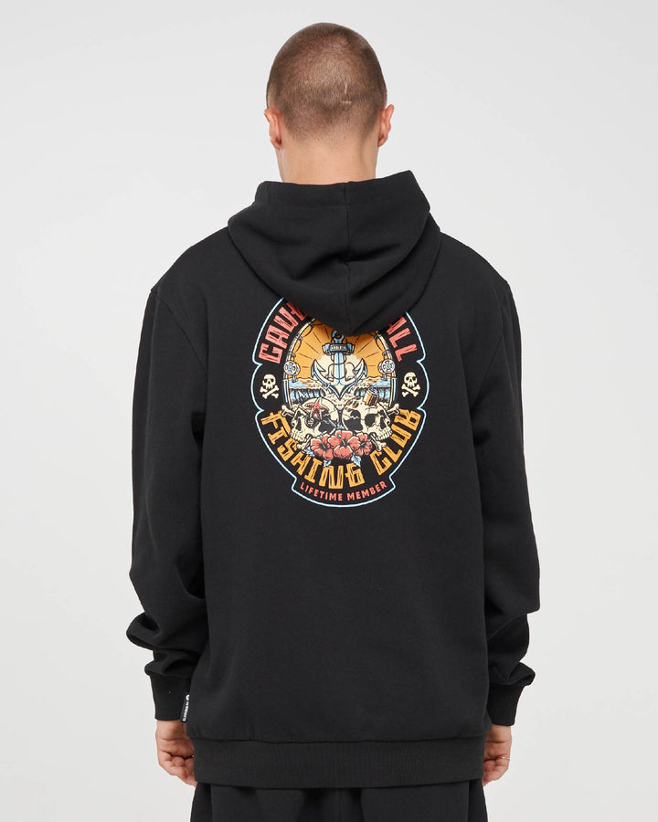 CAUGHT FK SKULL | HOODED PULLOVER - BLACK