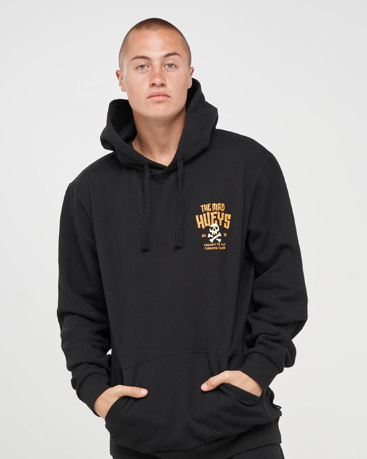 CAUGHT FK SKULL | HOODED PULLOVER - BLACK