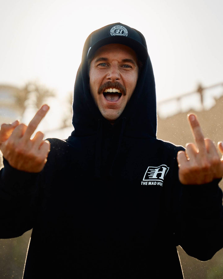 PARALLEL HUEYS | HOODED PULLOVER - BLACK