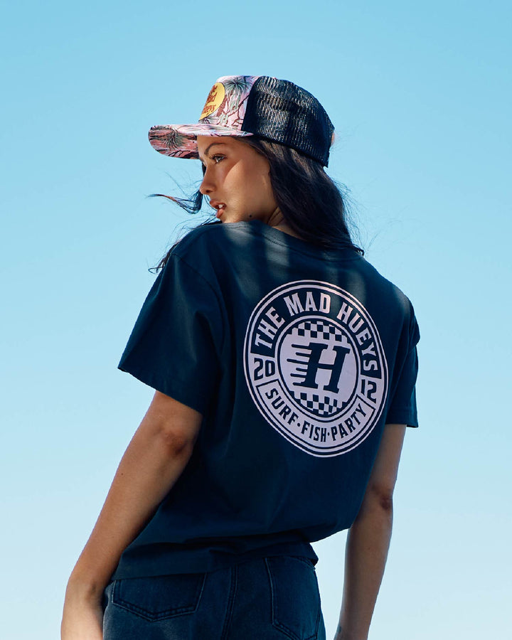 CHECKER HUEYS | WOMENS SS TEE - VINTAGE BLACK