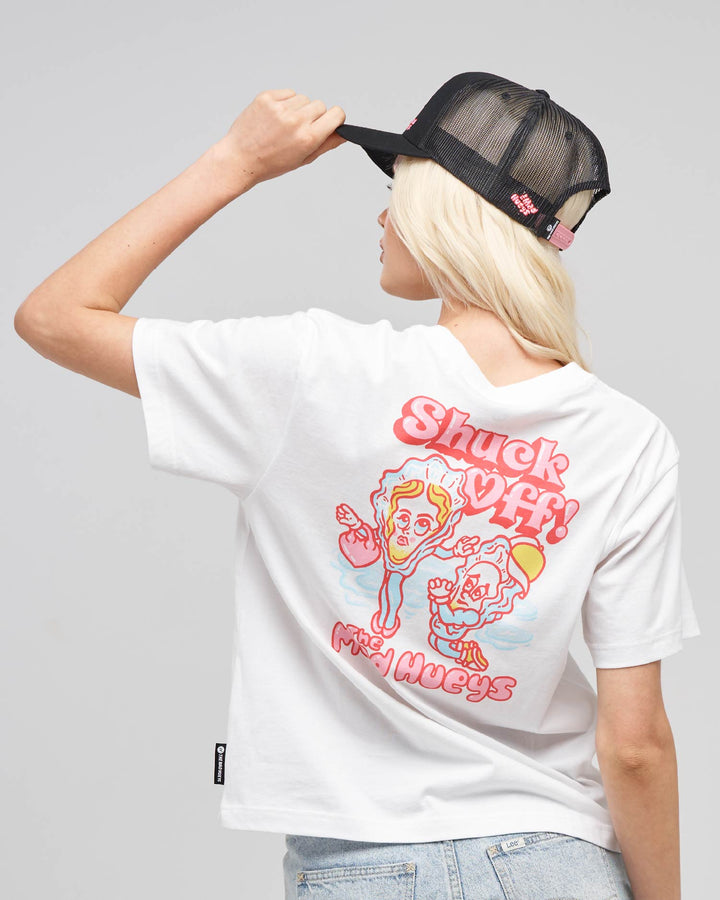SHUCK OFF | WOMENS SS TEE - WHITE