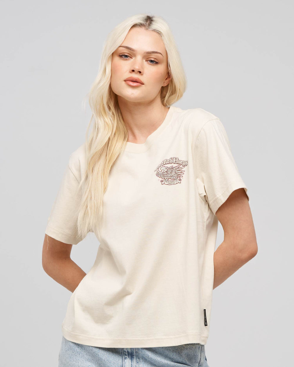 The Mad Hueys Winging It women's SS T-shirt in Stone, alternate view 2