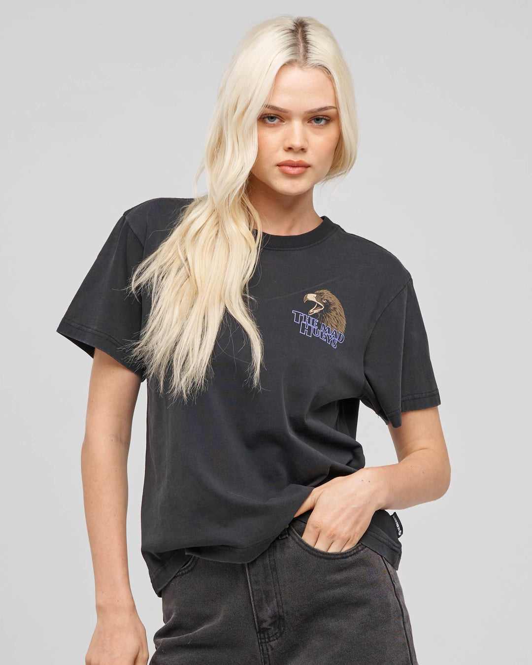 BAD TO THE BONE | WOMENS SS TEE - WASHED BLACK
