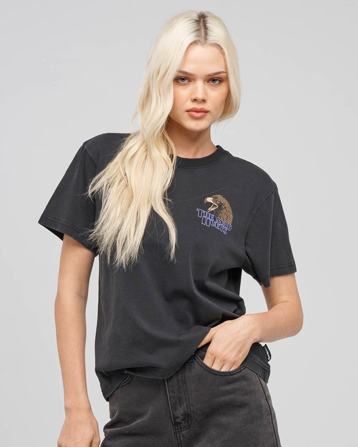 BAD TO THE BONE | WOMENS SS TEE - WASHED BLACK
