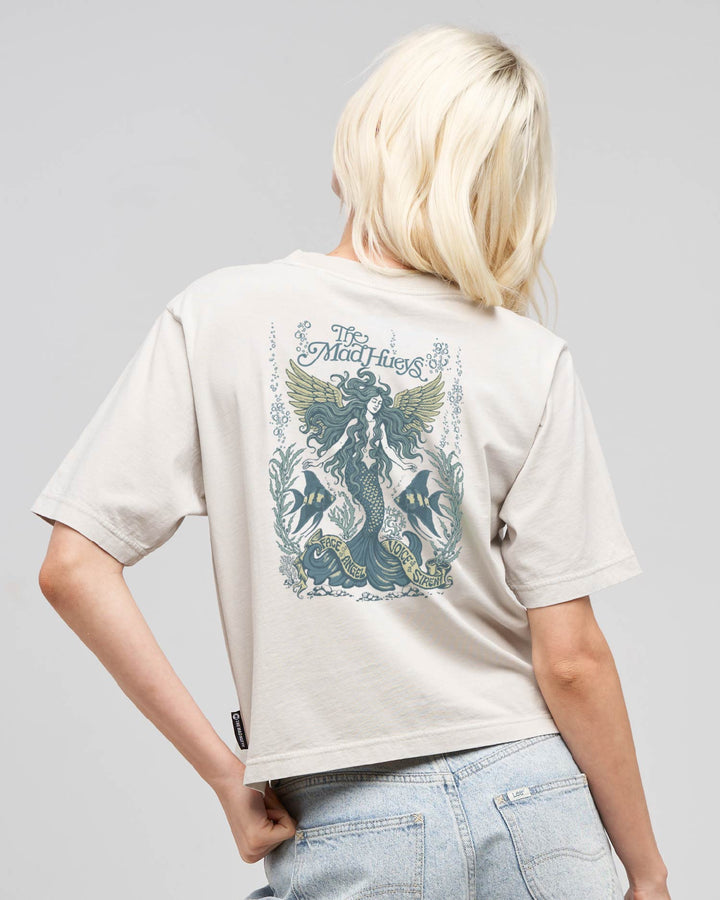 SIREN ANGEL | WOMENS BOXY TEE - SMOKE WASHED