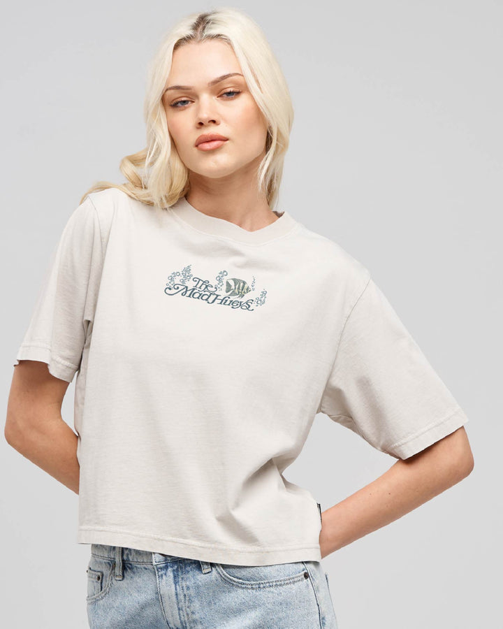 SIREN ANGEL | WOMENS BOXY TEE - SMOKE WASHED