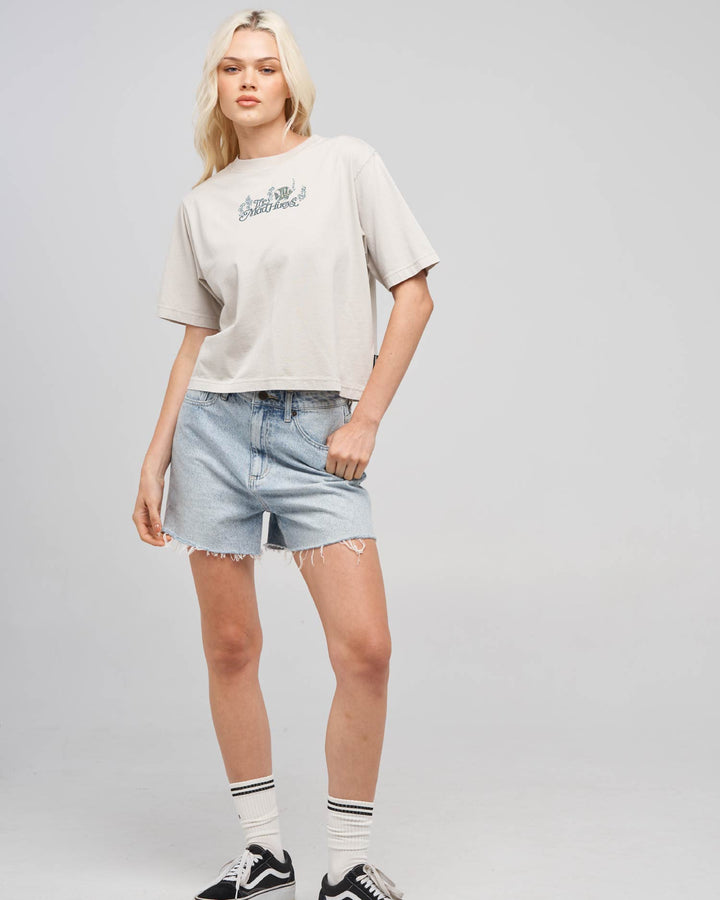 SIREN ANGEL | WOMENS BOXY TEE - SMOKE WASHED