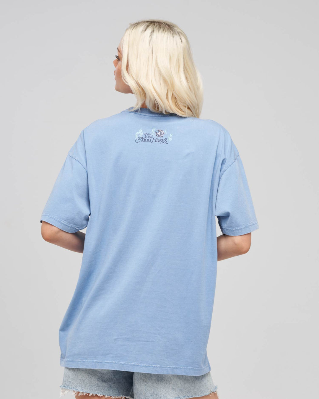 SIREN ANGEL | WOMENS OVERSIZED TEE - CORNFLOWER BLUE WASHED