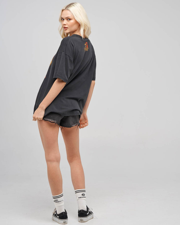BAD TO THE BONE | WOMENS OVERSIZED TEE - WASHED BLACK