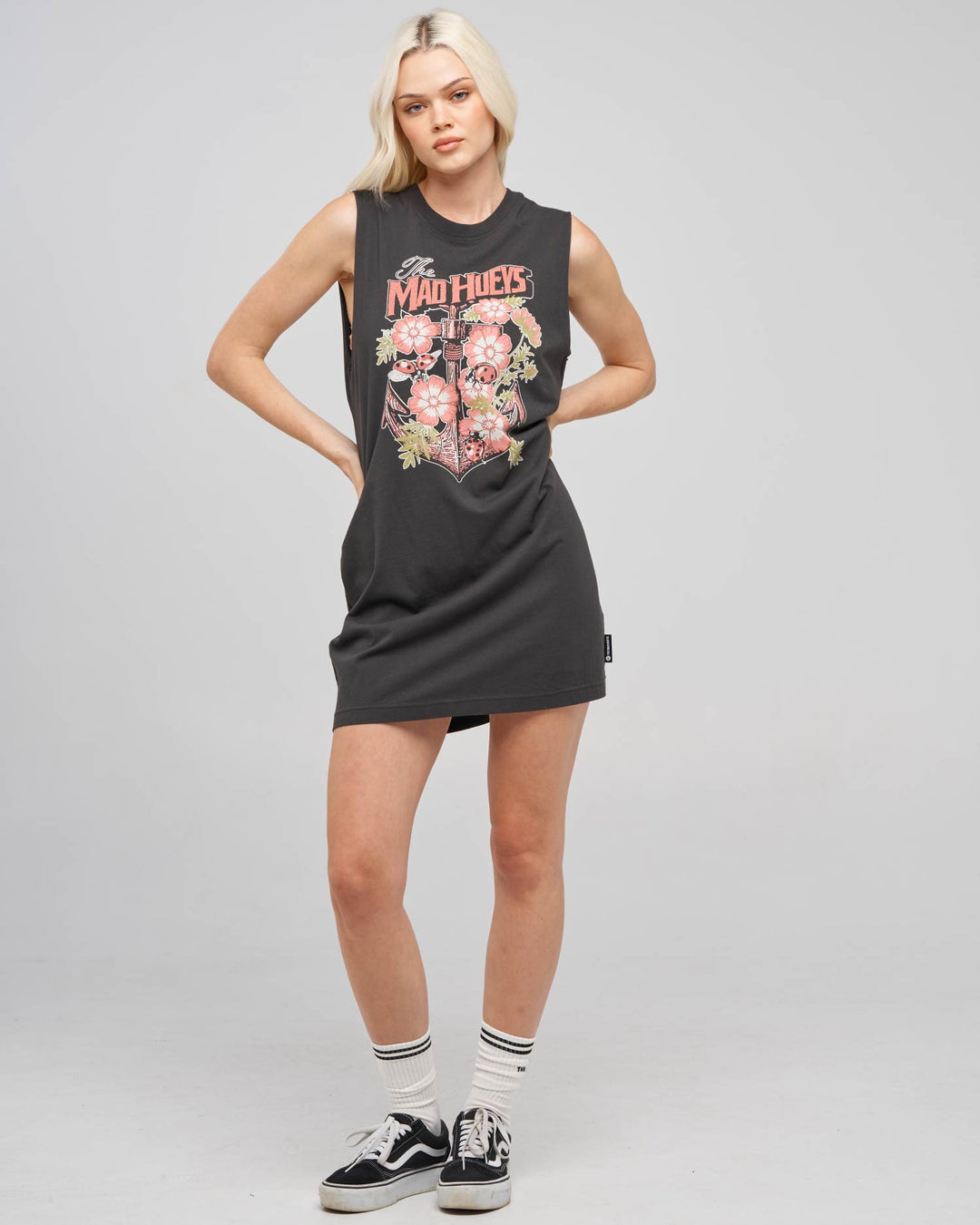 ANCHOR LADYBUG | WOMENS MUSCLE DRESS - VINTAGE BLACK