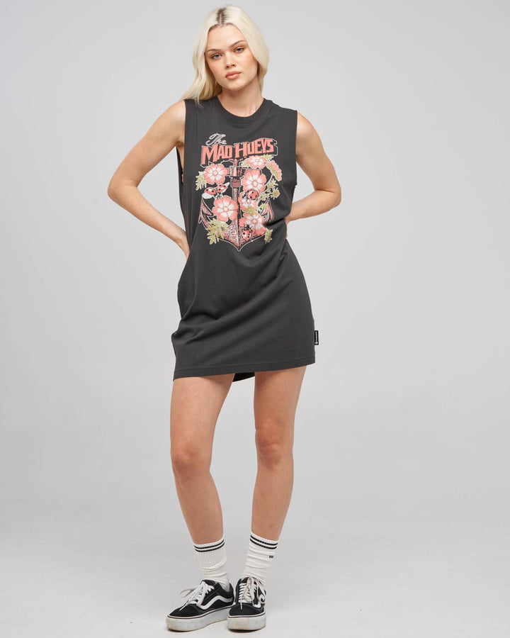 ANCHOR LADYBUG | WOMENS MUSCLE DRESS - VINTAGE BLACK