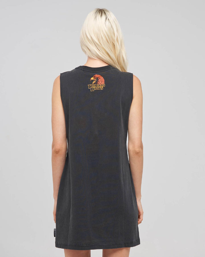 BAD TO THE BONE | WOMENS MUSCLE DRESS - WASHED BLACK