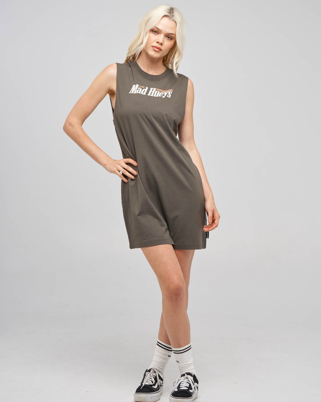 BORN TO RACE | WOMENS MUSCLE DRESS - CHARCOAL