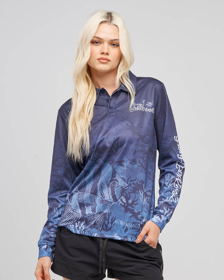 SIREN ANGEL | WOMENS UPF 50+ FISHING JERSEY - INDIGO