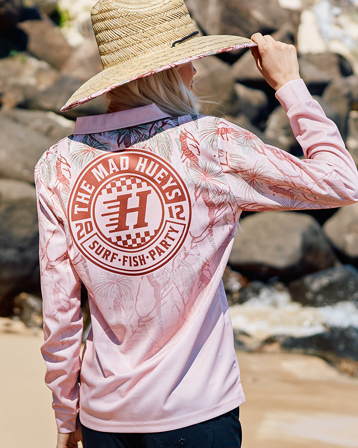 CHECKER HUEYS | WOMENS UPF 50+ FISHING JERSEY - PINK CAMO