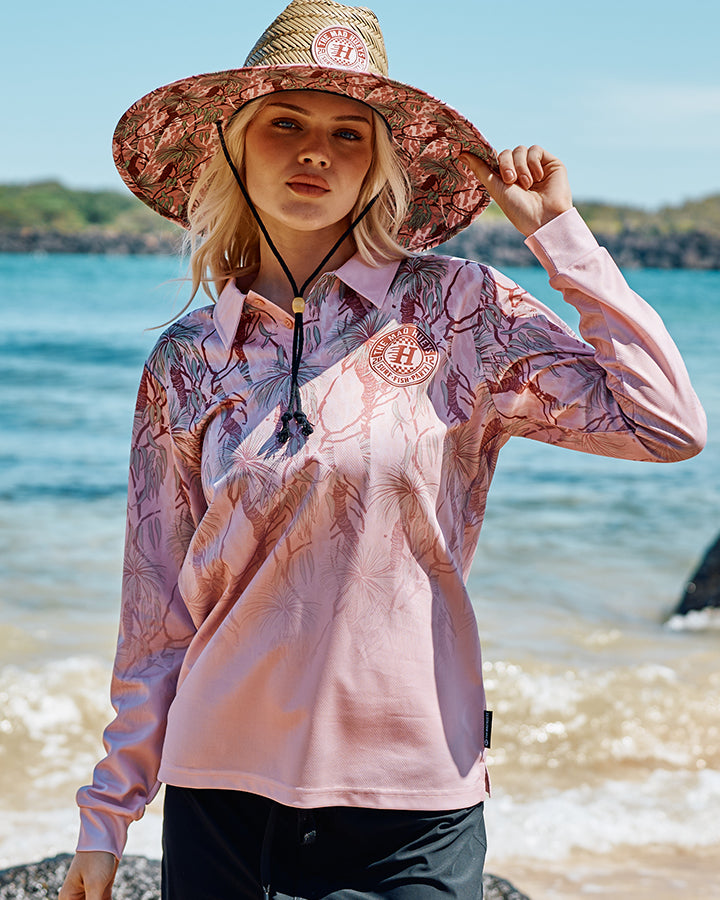 CHECKER HUEYS | WOMENS UPF 50+ FISHING JERSEY - PINK CAMO