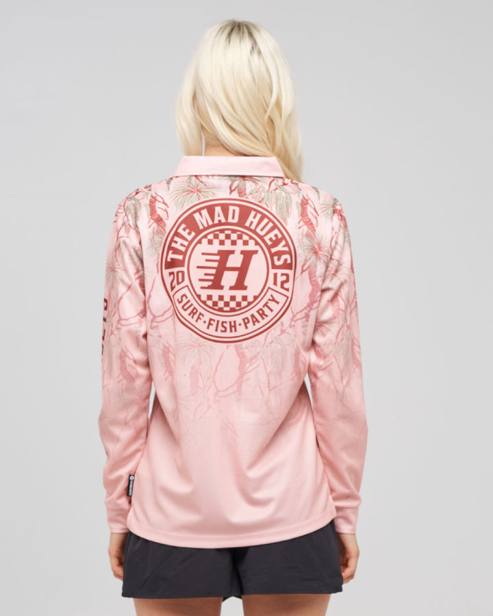 CHECKER HUEYS | WOMENS UPF 50+ FISHING JERSEY - PINK CAMO