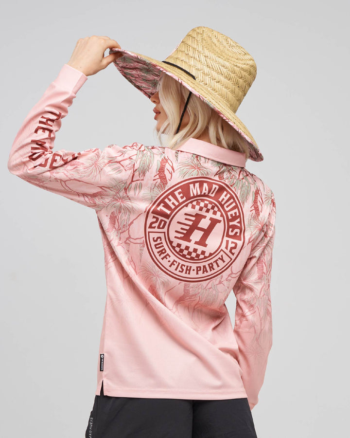 CHECKER HUEYS | WOMENS UPF 50+ FISHING JERSEY - PINK CAMO