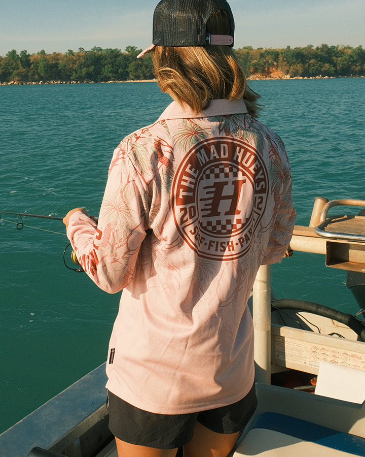 CHECKER HUEYS | WOMENS UPF 50+ FISHING JERSEY - PINK CAMO