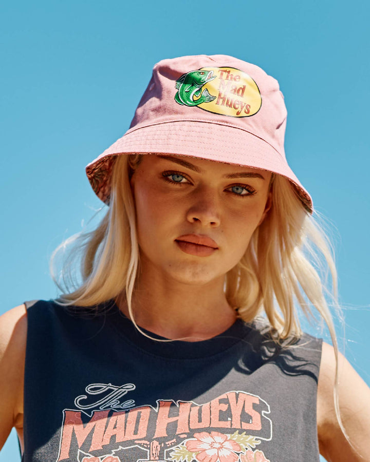 PRO HUEYS | WOMENS REVERSIBLE BUCKET HAT - DUSTY PINK