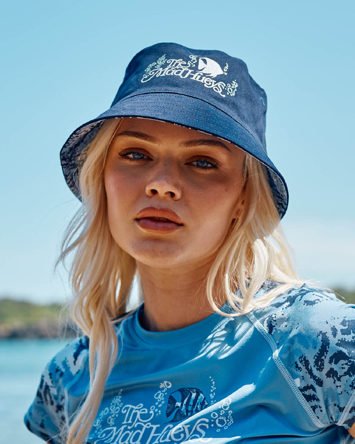 SIREN ANGEL | WOMENS REVERSIBLE BUCKET HAT - INDIGO