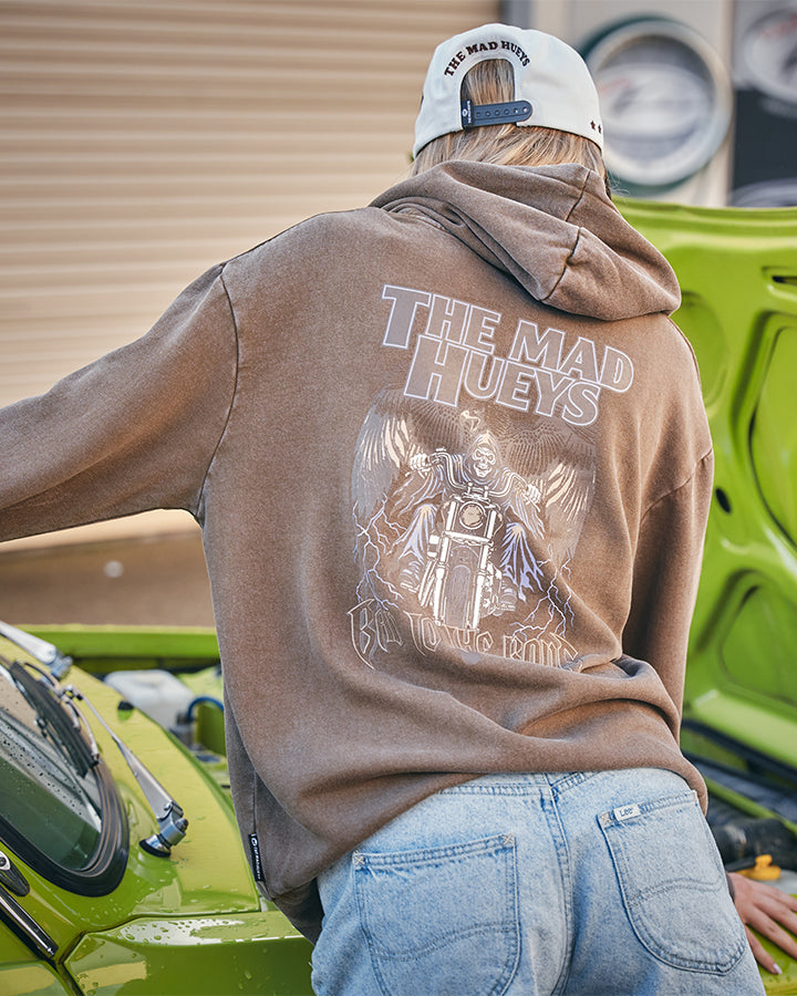 BAD TO THE BONE | WOMENS HOODED PULLOVER - WALNUT WASHED