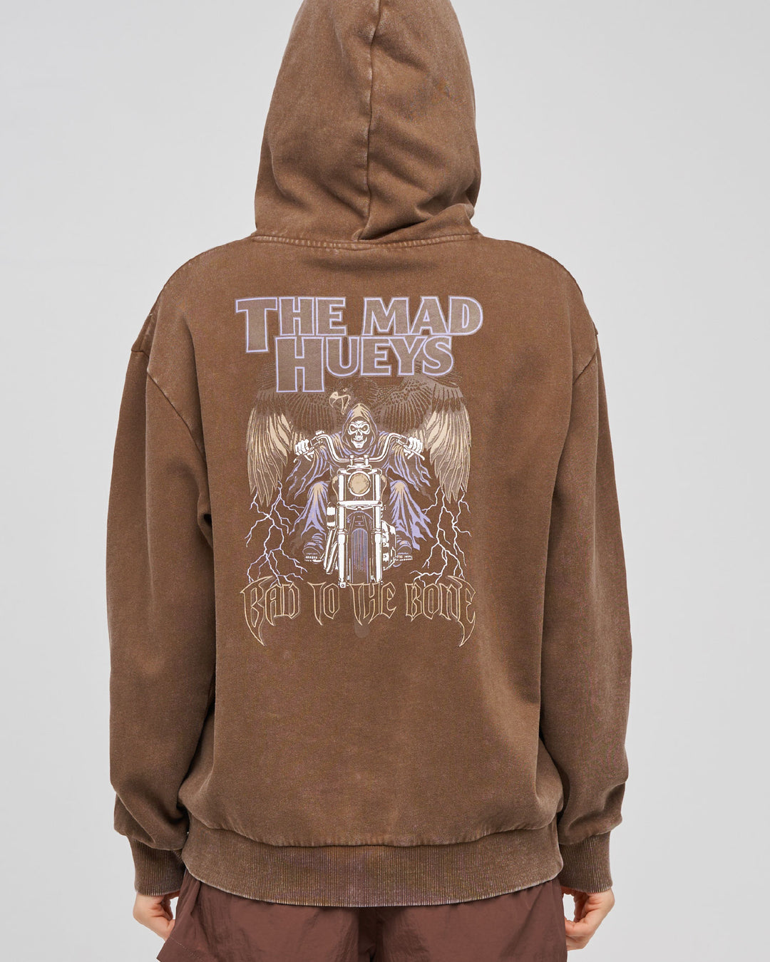 BAD TO THE BONE | WOMENS HOODED PULLOVER - WALNUT WASHED