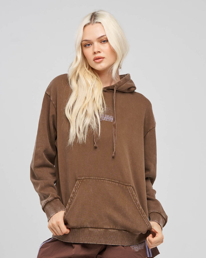 BAD TO THE BONE | WOMENS HOODED PULLOVER - WALNUT WASHED