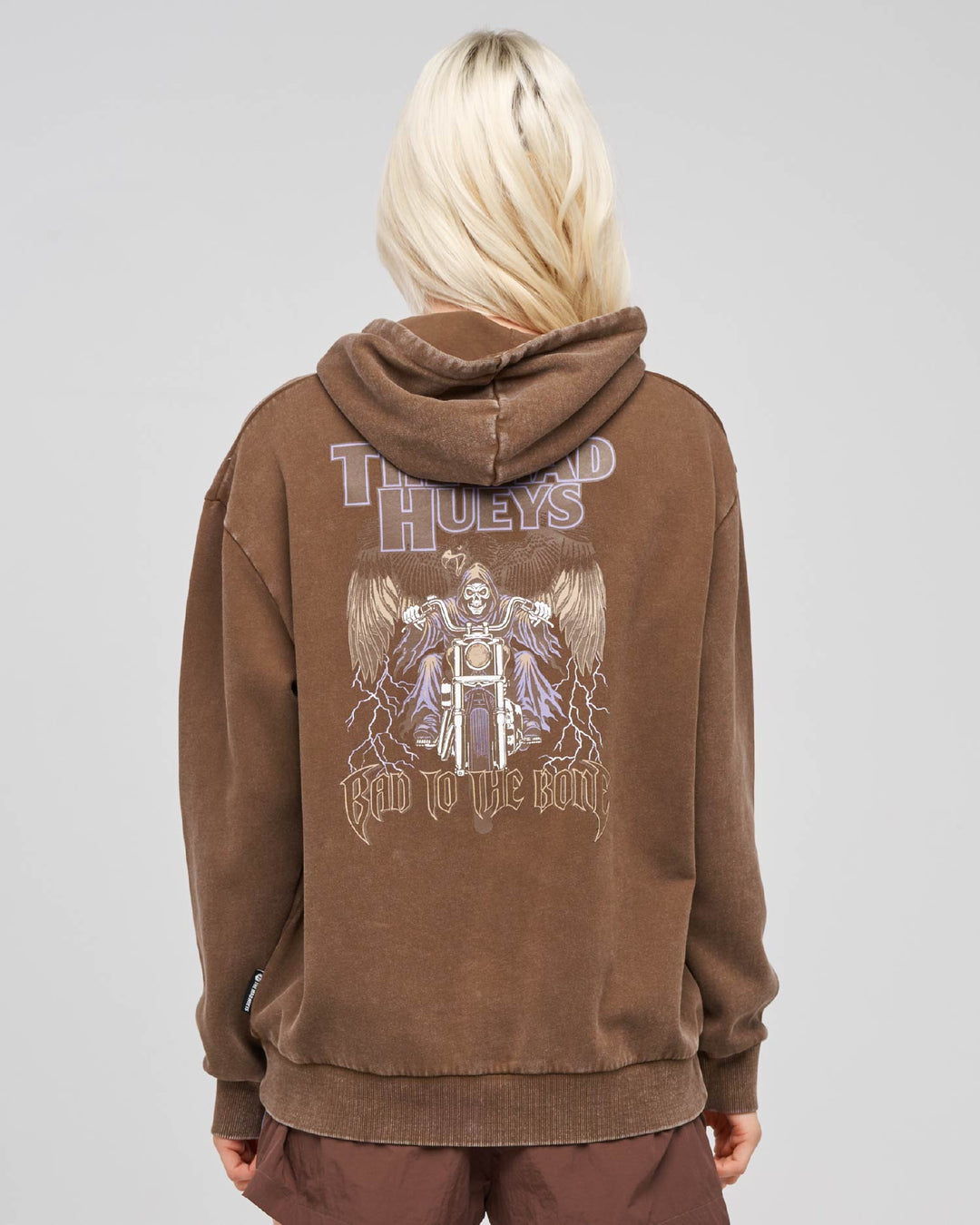 BAD TO THE BONE | WOMENS HOODED PULLOVER - WALNUT WASHED