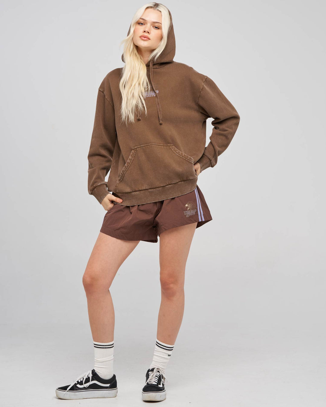 BAD TO THE BONE | WOMENS HOODED PULLOVER - WALNUT WASHED
