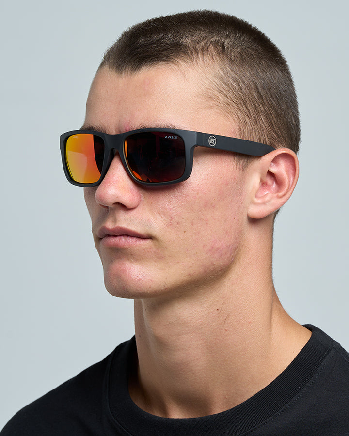 MARLIN | RED MIRROR POLARISED FLOAT SUNGLASSES - MATT BLACK